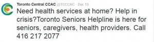 TCCCAC tweet about new seniors helpline